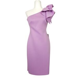 Eliza J NWT Lilac One Shoulder Ruffle Scuba Dress 8